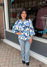 Floral Collared Button Down Top