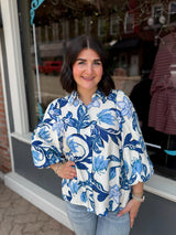 Floral Collared Button Down Top