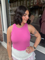 Ribbed Round Neck Knit Tank