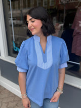 Stripe Contrast Trim Top