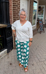 Polka Dot Raw Hem Pants