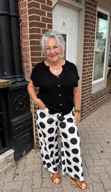 Polka Dot Raw Hem Pants