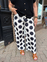 Polka Dot Raw Hem Pants