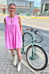 Front Tie Pleated Dress