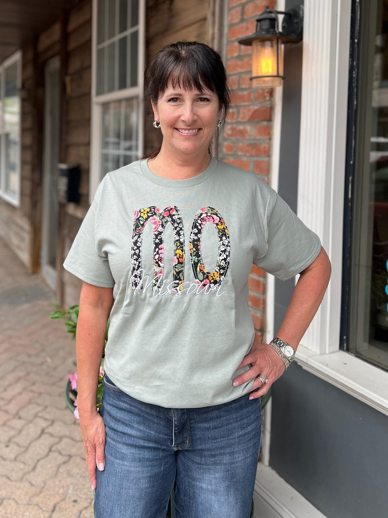 Moss Green Garden Floral State Tee
