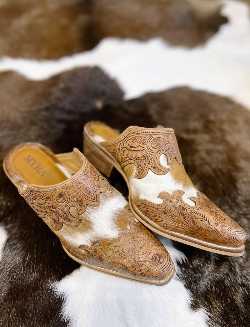 Lacey's Tooled Leather Mules