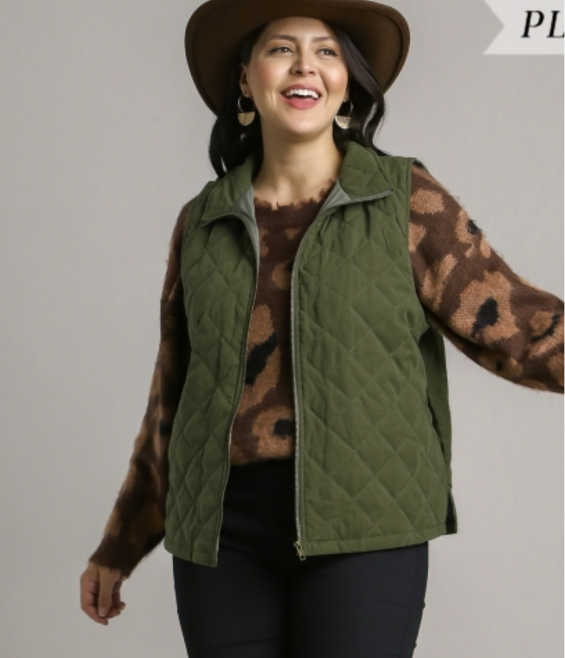 Curvy Olive Quilted Vest