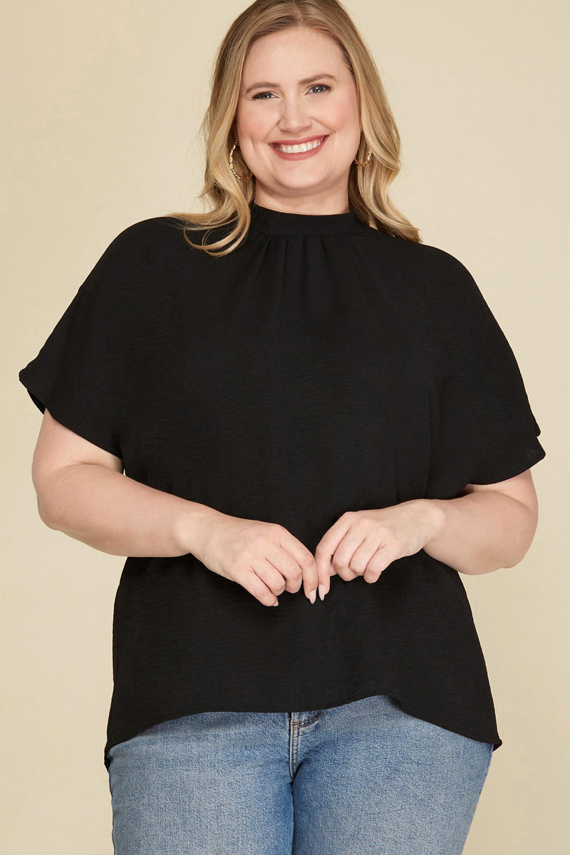 Curvy Black High Neck Top