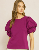 Cinched Puff Sleeve Top
