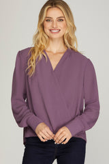 Surplice Long Sleeve Dressy Top