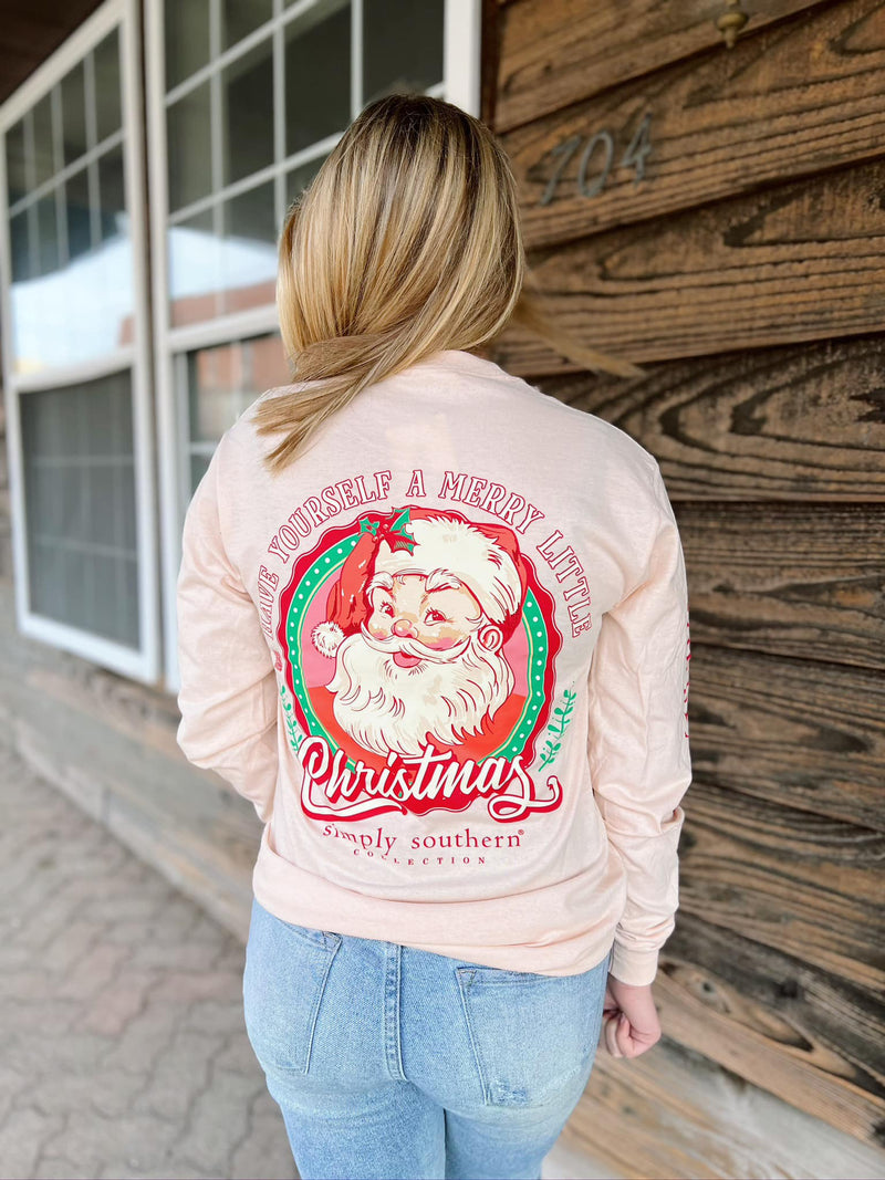 Pink Retro Santa Long Sleeve