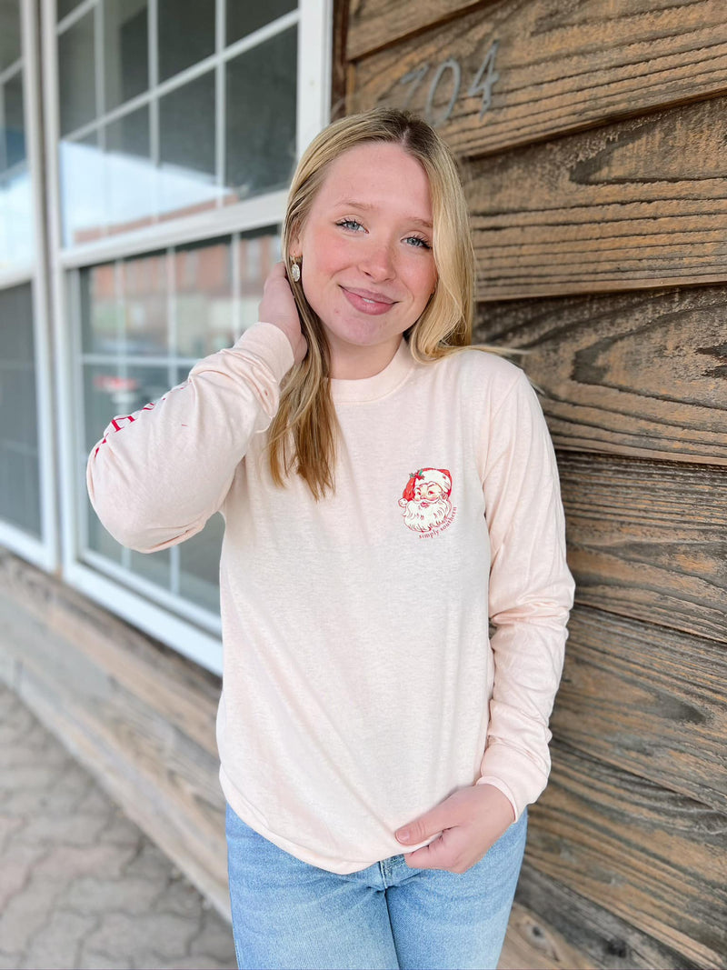 Pink Retro Santa Long Sleeve