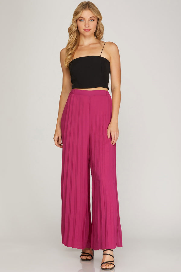 Magenta Pleated Dressy Pants