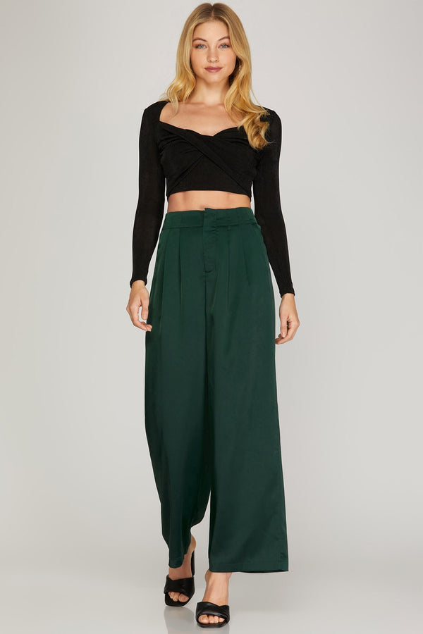 Hunter Green Silk Dressy Pants