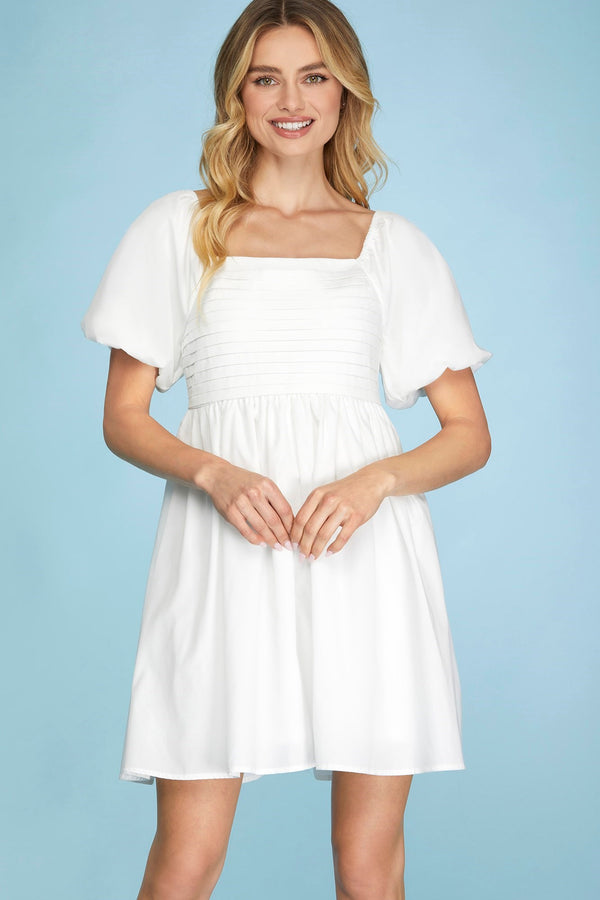 Off White Dress with Pleats