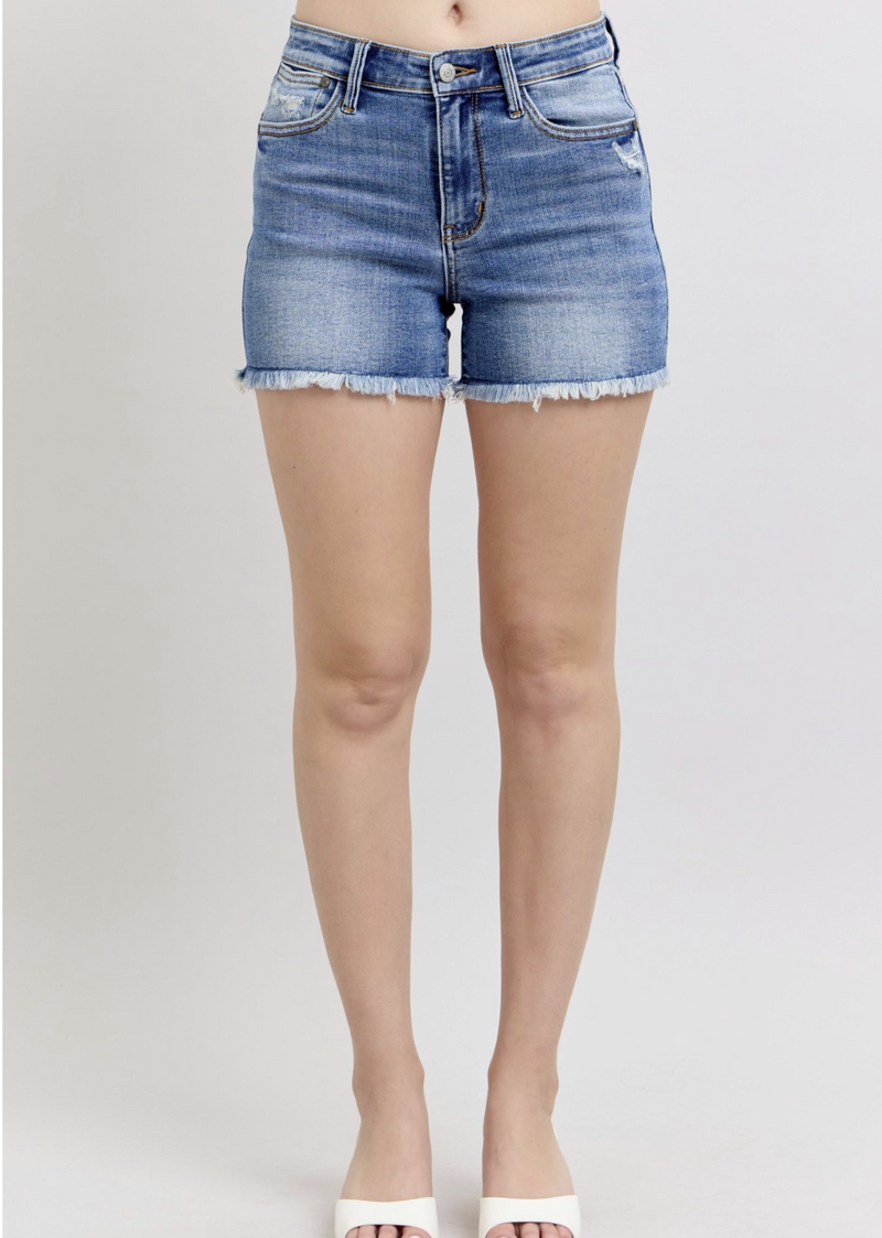 Marshal High Rise Vintage Washed Frayed Hem Shorts