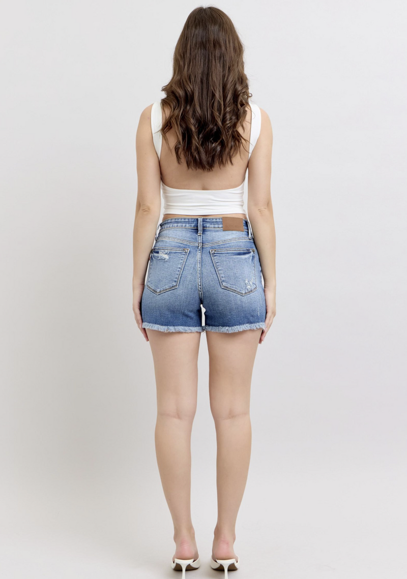 Marshal High Rise Vintage Washed Frayed Hem Shorts