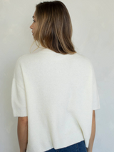 Ivory Ribbed Short Sleeve Cardigan