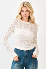 Ivory Soft Lace Long Sleeve Top