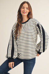 Black Contrast Accent Stripe Top