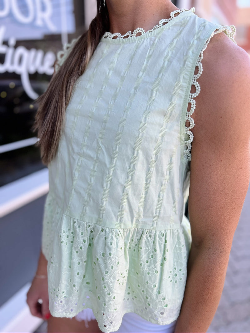 Lime Tank With Eyelet Detail
