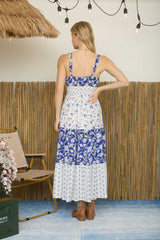 Blue Multi Mixed Floral Print Midi Dress
