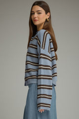 Stripe Long Sleeve Fuzzy Cardigan