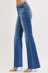 Kennedy's High Rise Flare Jeans With Raw Cut Hem