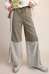 Olive Crochet Mix Terry Pants