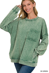 Acid Wash French Terry Pocket Pullover