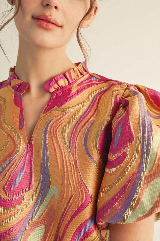 Multicolor Abstract Jacquard Top