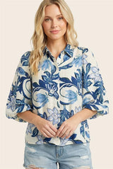 Floral Collared Button Down Top