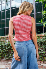 Red Gingham Sleeveless Top