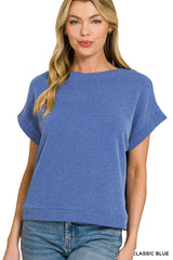Raised Rib Cap Sleeve Top