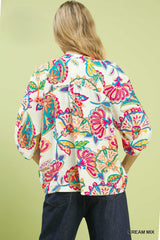 Paisley Print V Neck Top