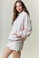 Pink Ditsy Flower Printed Hoodie