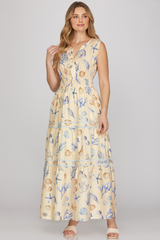 Cream Sleeveless Tiered Beach Maxi Dress