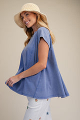 Short Sleeve Mineral Wash Swing Top