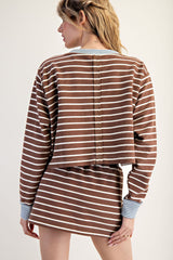 Mocha Striped Cropped Shirt