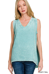 Acid Washed Raw Edge Tank Top