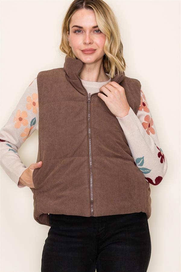 Brown Corduroy Reversible Vest