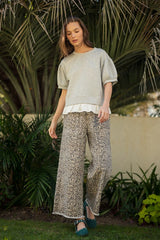 Curvy Leopard Cropped Wide Leg Pants