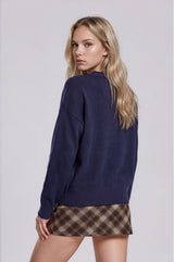 Navy Puppy Jaquard Knit Sweater