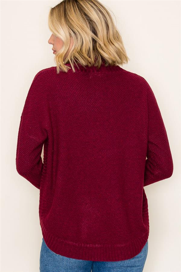 Slouchy Turtle Neck Tulip Hem Sweater
