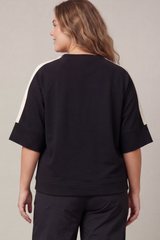 Curvy Contrast Half Sleeve Scuba Top