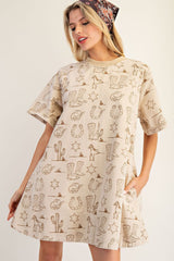 Khaki Western Mini Dress