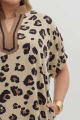 Leopard Contrast Collar Mini Dress