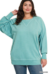 Curvy Ribbed Detail Pullover Crewneck