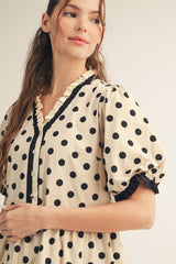 Black Tiered Polka Dot Dress