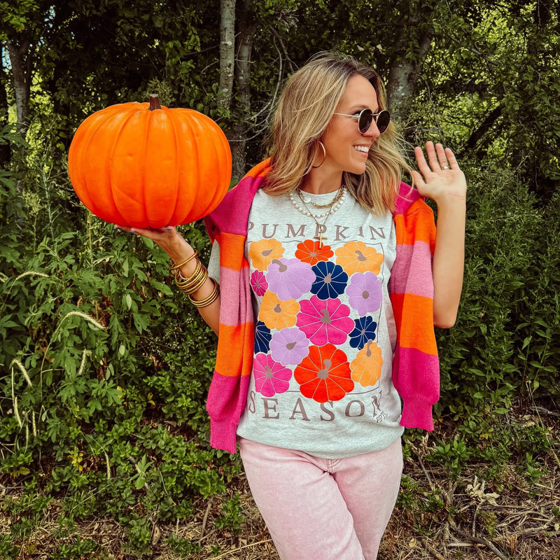 Pumpkin Season Tee with Colorful Pumpkins
